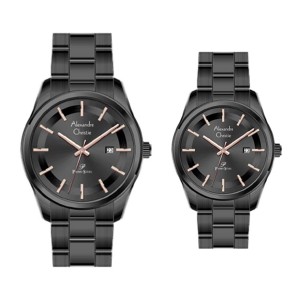 Alexandre Christie AC 1027 Full Black Rosegold Steel Couple